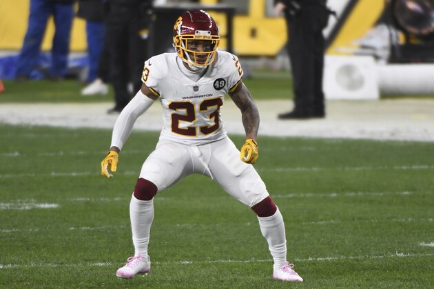 Washington Football Team cornerback Ronald Darby #23 in action during an NFL football game against the Pittsburgh Steelers, Monday, Dec. 7, 2020, in Pittsburgh. (AP Photo/Justin Berl)