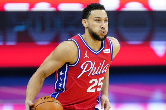 Philadelphia 76ers' Ben Simmons plays during an NBA basketball game against the Utah Jazz, Wednesday, March 3, 2021, in Philadelphia. (AP Photo/Matt Slocum)