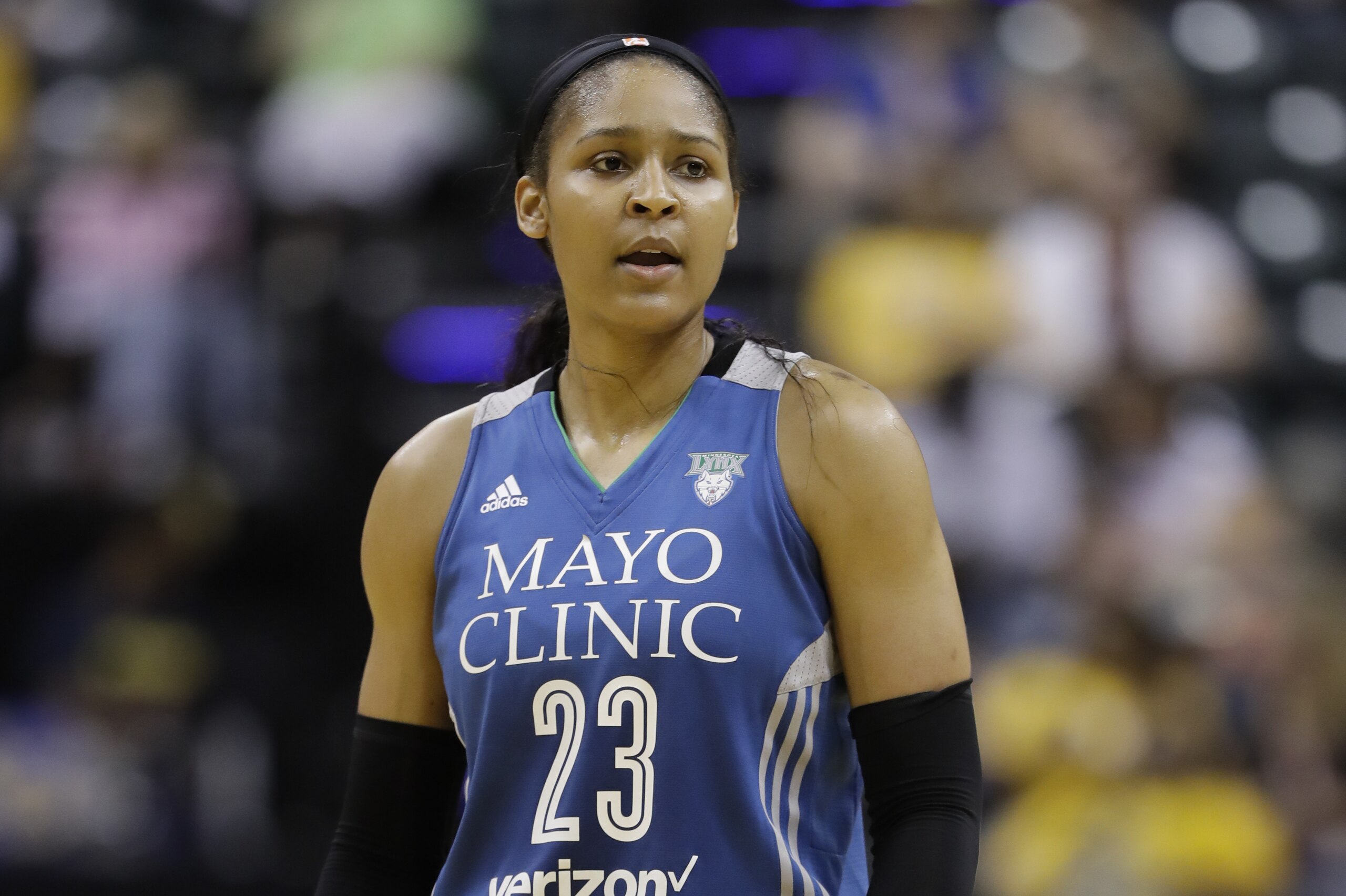 Minnesota Lynx's Maya Moore in action during the first half of a WNBA basketball game against the Indiana Fever, Wednesday, Aug. 30, 2017, in Indianapolis. Minnesota won 80-69. (AP Photo/Darron Cummings) Minnesota Lynx's Maya Moore in action during the first half of a WNBA basketball game against the Indiana Fever, Wednesday, Aug. 30, 2017, in Indianapolis. Minnesota won 80-69. (AP Photo/Darron Cummings)