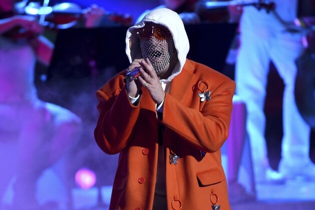 Bad Bunny performs at the 20th Latin Grammy Awards on Thursday, Nov. 14, 2019, at the MGM Grand Garden Arena in Las Vegas. (AP Photo/Chris Pizzello)