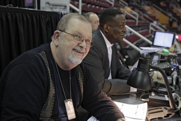 FILE - In this March 27, 2011, file photo, Cleveland Cavaliers hall of fame broadcaster Joe Tait prepares to call an NBA basketball game between the Cavaliers and Atlanta Hawks in Cleveland. Tait, a longtime Cleveland sports broadcaster and voice of the Cavaliers for more than four decades, died Wednesday, Mach 10, 2021, the Cavaliers said in a statement. He was 83. Tait had recently gone into hospice care following a lengthy batter with kidney disease and liver cancer. (AP Photo/Mark Duncan) FILE - In this March 27, 2011, file photo, Cleveland Cavaliers hall of fame broadcaster Joe Tait prepares to call an NBA basketball game between the Cavaliers and Atlanta Hawks in Cleveland. Tait, a longtime Cleveland sports broadcaster and voice of the Cavaliers for more than four decades, died Wednesday, Mach 10, 2021, the Cavaliers said in a statement. He was 83. Tait had recently gone into hospice care following a lengthy batter with kidney disease and liver cancer. (AP Photo/Mark Duncan)