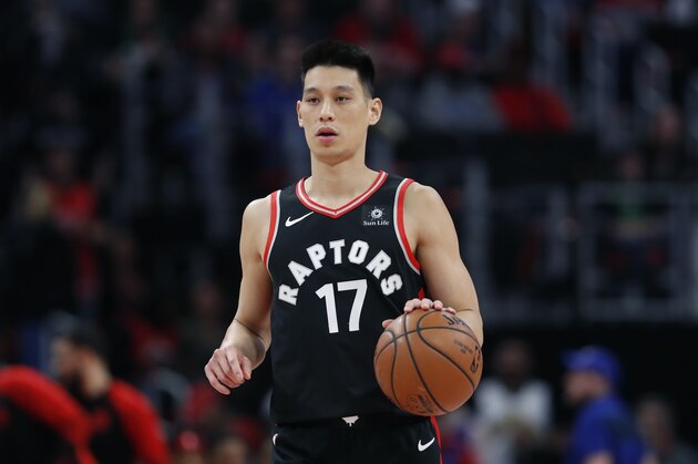 Toronto Raptors guard Jeremy Lin brings the ball up court during the first half of an NBA basketball game, Sunday, March 17, 2019, in Detroit. (AP Photo/Carlos Osorio)