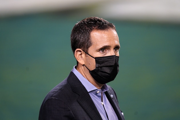 Philadelphia Eagles' Howie Roseman walks the field before an NFL football game against the New York Giants, Thursday, Oct. 22, 2020, in Philadelphia. (AP Photo/Chris Szagola)