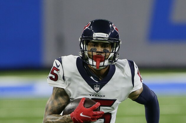 Houston Texans wide receiver Will Fuller plays during the second half of an NFL football game against the Detroit Lions, Thursday, Nov. 26, 2020, in Detroit. (AP Photo/Duane Burleson)