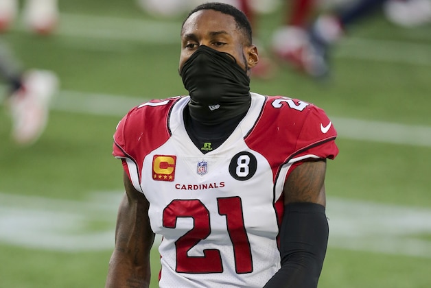 Arizona Cardinals cornerback Patrick Peterson (21) following an NFL football game against the New England Patriots, Sunday, Nov. 29, 2020, in Foxborough, Mass. (AP Photo/Stew Milne)