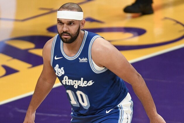 Los Angeles Lakers forward Jared Dudley during an NBA basketball game against the Minnesota Timberwolves in Los Angeles, Sunday, Dec. 27, 2020. (AP Photo/Kyusung Gong)