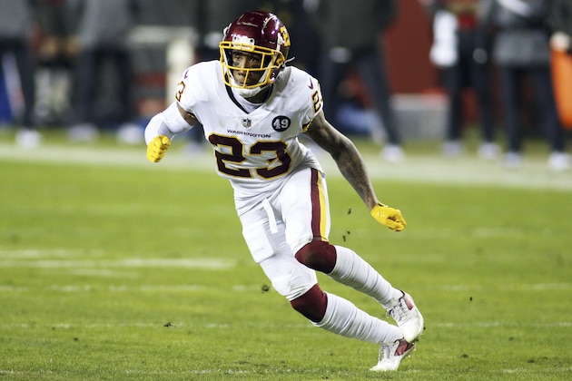 Washington Football Team cornerback Ronald Darby (23) in action during an NFL wild-card playoff football game against the Tampa Bay Buccaneers, Saturday, Jan. 9, 2021 in Landover, Md. (AP Photo/Daniel Kucin Jr.)
