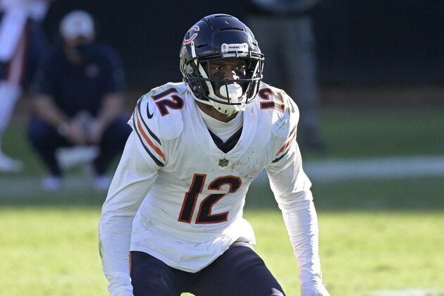 Chicago Bears wide receiver Allen Robinson II (12) runs a play during the second half of an NFL football game against the Jacksonville Jaguars, Sunday, Dec. 27, 2020, in Jacksonville, Fla. (AP Photo/Phelan M. Ebenhack)