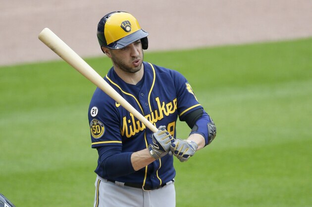 Milwaukee Brewers' Ryan Braun bats against the Detroit Tigers during the third inning of a baseball game Wednesday, Sept. 9, 2020, in Detroit. (AP Photo/Duane Burleson)