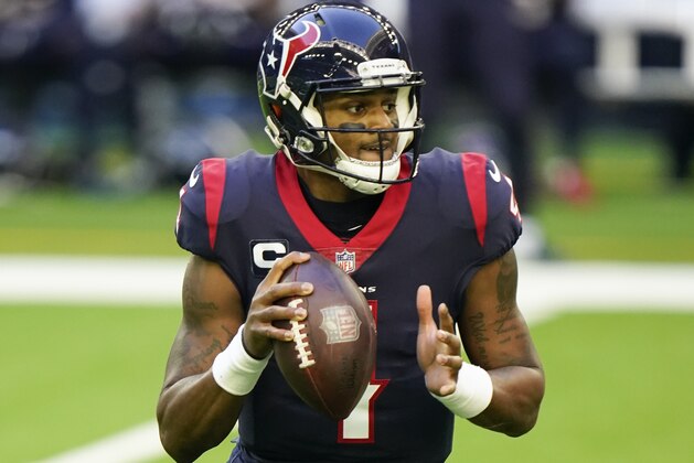 Houston Texans quarterback Deshaun Watson (4) looks to pass during an NFL football game against the Tennessee Titans, Sunday, Jan. 3, 2021, in Houston. (AP Photo/Matt Patterson)