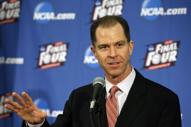 Dan Gavitt, NCAA vice president of men’s basketball, talks about events that are scheduled around the NCAA men's Final Four basketball tournament to be held in Indianapolis in April, during a press conference in Indianapolis, Tuesday, Jan. 20, 2015. (AP Photo/Michael Conroy)