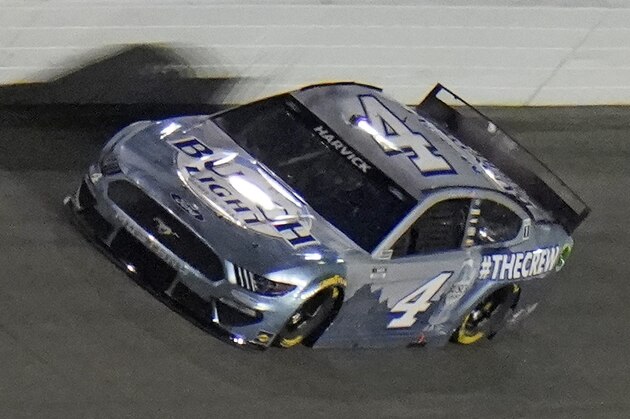 Kevin Harvick (4) runs during a NASCAR Daytona 500 qualifying session Wednesday, Feb. 10, 2021, at Daytona International Speedway in Daytona Beach, Fla. (AP Photo/Chris O'Meara)