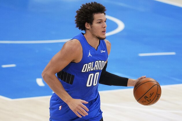 Orlando Magic forward Aaron Gordon (00) during an NBA basketball game against the Oklahoma City Thunder, Tuesday, Dec. 29, 2020, in Oklahoma City. (AP Photo/Sue Ogrocki)