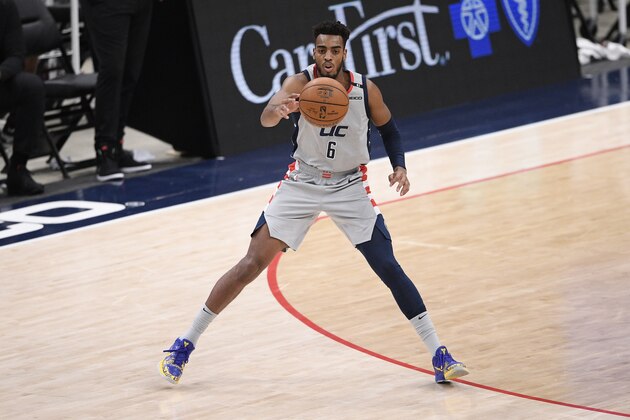 Washington Wizards forward Troy Brown Jr. (6) in action during the second half of an NBA basketball game against the Miami Heat, Saturday, Jan. 9, 2021, in Washington. The Heat won 128-124. (AP Photo/Nick Wass)