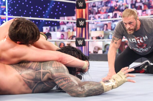 IMAGE DISTRIBUTED FOR WWE - WWE superstar new world heavy weight champion Roman Reigns celebrates his victory at WrestleMania 32 at AT&T Stadium on Sunday, April 3, 2016, in Arlington, Texas. (Brandon Wade/AP Images for WWE)