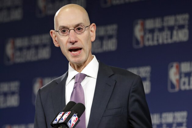 FILE - In this Nov. 1, 2018 file photo, NBA Commissioner Adam Silver announces that the Cleveland Cavaliers will host the 2022 NBA All Star game during a news conference in Cleveland. The NBA is bringing a pro league to Africa. The Basketball Africa League, a new collaboration between the NBA and the sport's global governing body FIBA, was announced Saturday, Feb. 16, 2019. (AP Photo/Tony Dejak, File)