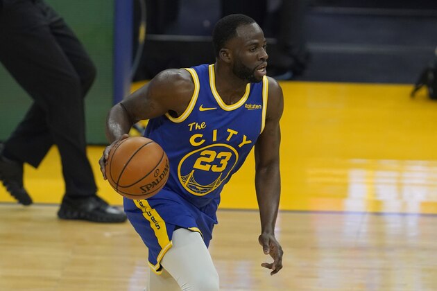 Golden State Warriors forward Draymond Green against the Utah Jazz during an NBA basketball game in San Francisco, Sunday, March 14, 2021. (AP Photo/Jeff Chiu)