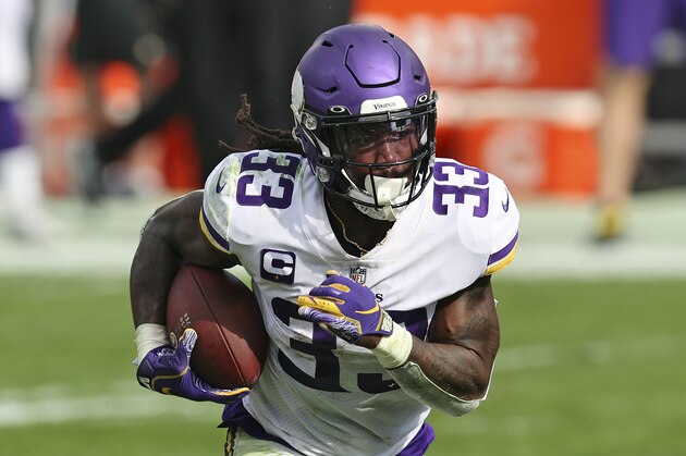 Minnesota Vikings running back Dalvin Cook (33) during the first half of an NFL football game against the Tampa Bay Buccaneers Sunday, Dec. 13, 2020, in Tampa, Fla. (AP Photo/Mark LoMoglio)