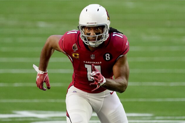 Arizona Cardinals wide receiver Larry Fitzgerald (11) during the first half of an NFL football game against the San Francisco 49ers, Saturday, Dec. 26, 2020, in Glendale, Ariz. (AP Photo/Rick Scuteri)