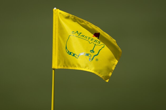 The flag on the seventh hole waves in the wind during a practice round for the Masters golf tournament on Tuesday, April 6, 2021, in Augusta, Ga. (AP Photo/Matt Slocum)