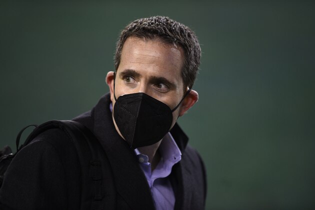 Philadelphia Eagles' Howie Roseman walks the field before an NFL football game against the Washington Football Team, Sunday, Jan. 3, 2021, in Philadelphia. (AP Photo/Derik Hamilton)
