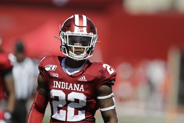 Indiana defensive back Jamar Johnson (22) in action during the second half of an NCAA college football game against Ohio State, Saturday, Sept. 14, 2019, in Bloomington, Ind. Ohio State won 51-10. (AP Photo/Darron Cummings)