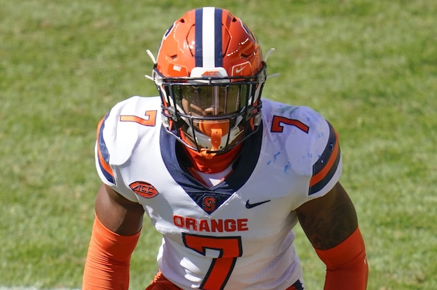Syracuse defensive back Andre Cisco (7) plays against Pittsburgh during the second half of an NCAA college football game, Saturday, Sept. 19, 2020, in Pittsburgh. (AP Photo/Keith Srakocic) Syracuse defensive back Andre Cisco (7) plays against Pittsburgh during the second half of an NCAA college football game, Saturday, Sept. 19, 2020, in Pittsburgh. (AP Photo/Keith Srakocic)