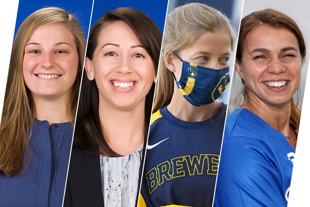 New York Yankees minor league hitting coach Rachel Balkovec speaks to reporters during the Major League Baseball winter meetings Tuesday, Dec. 10, 2019, in San Diego. Balkovec is believed to be the first woman hired as a full-time hitting coach by a major league organization. (AP Photo/Gregory Bull)