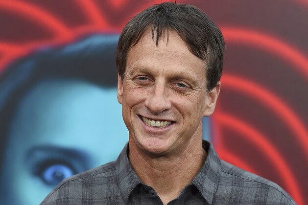 FILE - In this July 25, 2018, file photo, Tony Hawk arrives at the world premiere of