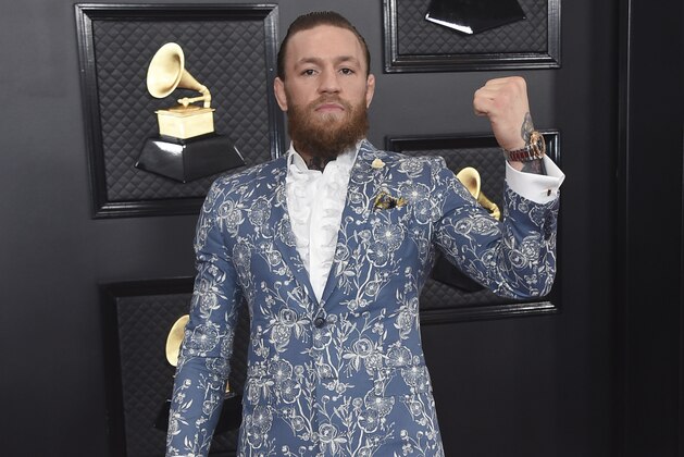 Conor McGregor arrives at the 62nd annual Grammy Awards at the Staples Center on Sunday, Jan. 26, 2020, in Los Angeles. (Photo by Jordan Strauss/Invision/AP)