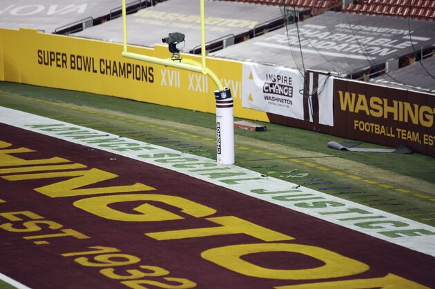 An on field logo saying