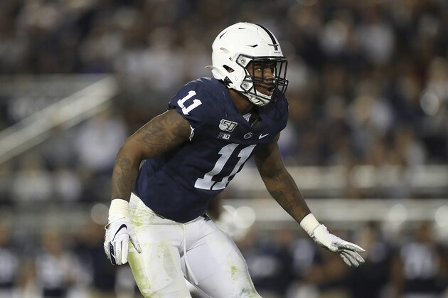 Penn State linebacker Micah Parsons (11) in coverage during an NCAA college football game against Buffalo, Saturday, Sept. 7, 2019, in University Park, Pa. Penn State won 45-13. (AP Photo/Steve Luciano)