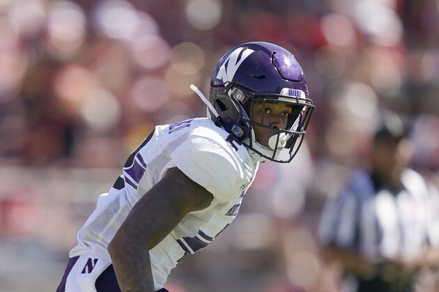 Northwestern defensive back Greg Newsome II (2) in action against Stanford during the second half of an NCAA college football game on Saturday, Aug. 31, 2019, in Stanford, Calif. (AP Photo/Tony Avelar)