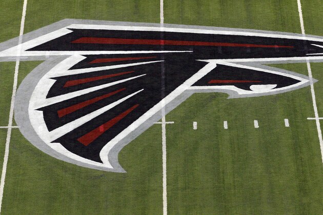 The Atlanta Falcons logo is pictured at the Georgia dome prior to the Falcons pre-season game against the San Diego Chargers at the  in Atlanta Saturday Aug. 29, 2009. (AP Photo/Dave Martin)