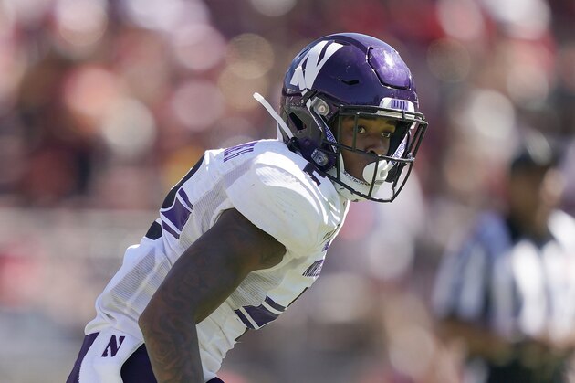 Northwestern defensive back Greg Newsome II (2) in action against Stanford during the second half of an NCAA college football game on Saturday, Aug. 31, 2019, in Stanford, Calif. (AP Photo/Tony Avelar)