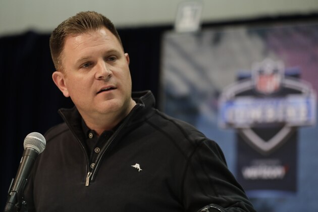 FILE - In this Feb. 27, 2019, file photo, Green Bay Packers general manager Brian Gutekunst speaks during a press conference at the NFL football scouting combine in Indianapolis. The potential challenges inherent in the NFL draftâ€™s virtual format became apparent Monday, April 20, 2020, as  Gutekunst conducted a conference call with reporters. Gutekunst was about to answer a question when a technical issue caused him to get dropped from the call for about a minute. (AP Photo/Michael Conroy, File)