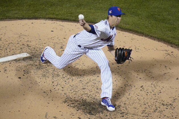 New York Mets' Jacob deGrom delivers a pitch during the fourth inning of a baseball game against the Washington Nationals Friday, April 23, 2021, in New York. (AP Photo/Frank Franklin II)