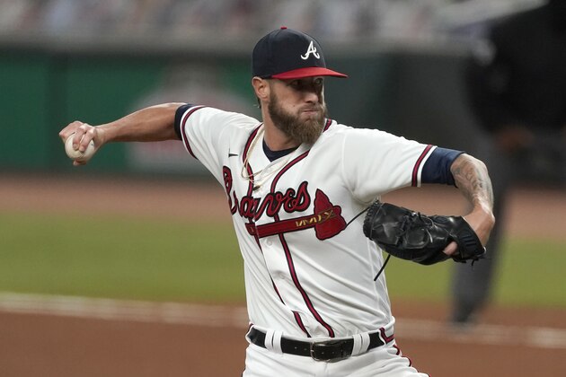 Atlanta Braves relief pitcher Shane Greene (19) works against the Miami Marlins in the ninth inning of a baseball game Wednesday, Sept. 23, 2020, in Atlanta. (AP Photo/John Bazemore) Atlanta Braves relief pitcher Shane Greene (19) works against the Miami Marlins in the ninth inning of a baseball game Wednesday, Sept. 23, 2020, in Atlanta. (AP Photo/John Bazemore)