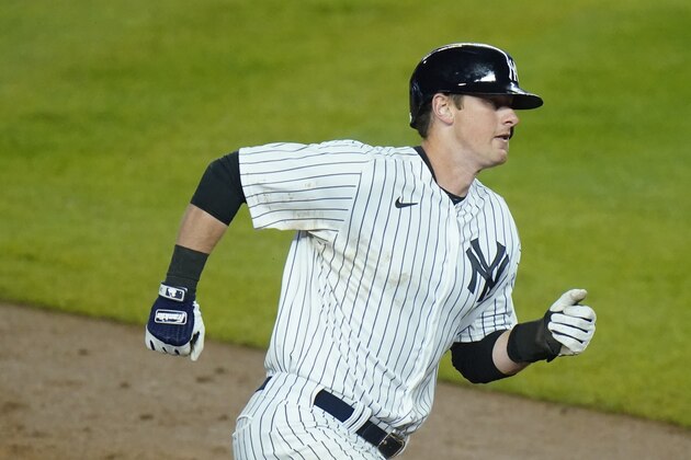 New York Yankees' DJ LeMahieu during the fifth inning of a baseball game against the Houston Astros Wednesday, May 5, 2021, in New York. (AP Photo/Frank Franklin II)