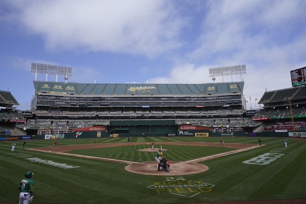 The Oakland Athletics play the Baltimore Orioles in a baseball game in Oakland, Calif., Saturday, May 1, 2021. (AP Photo/Jeff Chiu)
