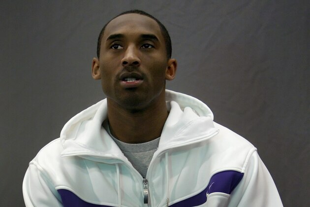 Kobe Bryant answers questions from students during a visit to Lower Merion High School in Ardmore Pa., on Friday Mar. 9, 2007. Bryant is still the most popular guy around at Lower Merion High, in the Philadelphia suburbs, and his trip back on Friday before the Lakers played the 76ers sent the student population into a frenzy not unlike when he led the 1996 basketball team to a state championship. (AP Photo/ Joseph Kaczmarek)