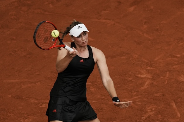 Kazakhstan's Elena Rybakina plays a return to United States Serena Williams during their fourth round match on day 8, of the French Open tennis tournament at Roland Garros in Paris, France, Sunday, June 6, 2021. (AP Photo/Thibault Camus) Kazakhstan's Elena Rybakina plays a return to United States Serena Williams during their fourth round match on day 8, of the French Open tennis tournament at Roland Garros in Paris, France, Sunday, June 6, 2021. (AP Photo/Thibault Camus)