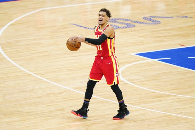 Atlanta Hawks' Trae Young plays during Game 5 in a second-round NBA basketball playoff series against the Philadelphia 76ers, Wednesday, June 16, 2021, in Philadelphia. (AP Photo/Matt Slocum)
