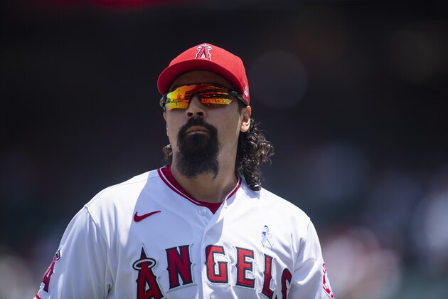 Los Angeles Angels third baseman Anthony Rendon during a baseball game against the Detroit Tigers in Anaheim, Calif., Sunday, June 20, 2021. (AP Photo/Kyusung Gong)