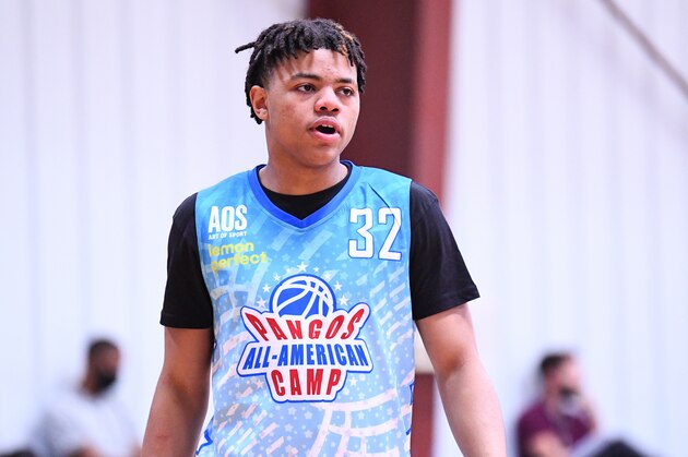 LAS VEGAS, NV - JUNE 08: Keyonte George looks on during the Pangos All-American Camp on June 8, 2021 at the Tarkanian Basketball Academy in Las Vegas, NV. (Photo by Brian Rothmuller/Icon Sportswire via Getty Images)