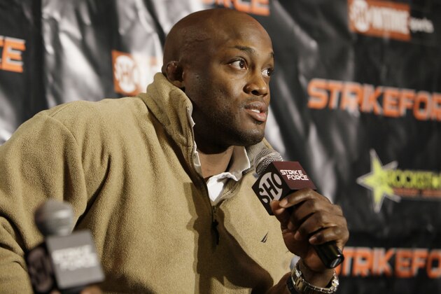 Wrestler Bobby Lashley discusses his upcoming MMA match during a Strikeforce news conference in Miami Lakes, Fla. on Tuesday, Jan. 12, 2010.  (AP Photo/J Pat Carter)