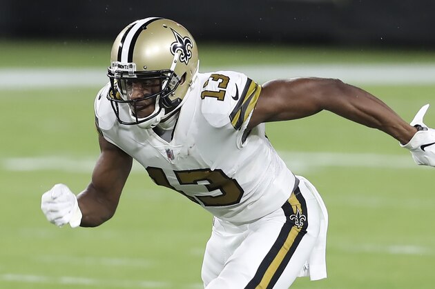 New Orleans Saints wide receiver Michael Thomas during the first half of an NFL football game against the Tampa Bay Buccaneers Sunday, Nov. 8, 2020, in Tampa, Fla. (AP Photo/Mark LoMoglio)
