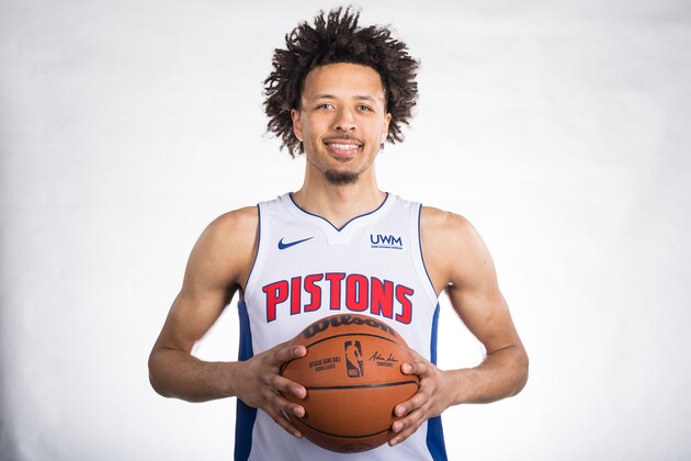 DETROIT, MI - AUGUST 3: Cade Cunningham #2 of the Detroit Pistons poses for a portrait on August 3, 2021 at the Pistons Performance Center in Detroit, Michigan. NOTE TO USER: User expressly acknowledges and agrees that, by downloading and/or using this photograph, User is consenting to the terms and conditions of the Getty Images License Agreement. Mandatory Copyright Notice: Copyright 2021 NBAE (Photo by Chris Schwegler/NBAE via Getty Images)