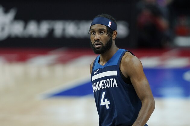 Minnesota Timberwolves guard Jaylen Nowell plays during the second half of an NBA basketball game, Tuesday, May 11, 2021, in Detroit. (AP Photo/Carlos Osorio)