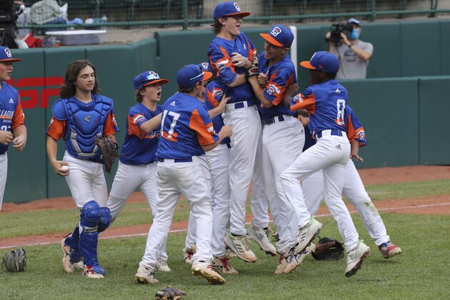 SOUTH WILLIAMSPORT, PA - AUGUST 28:  Team Michigan celebrates winning the 2021 Little League World Series at Howard J Lamade Stadium on Saturday, August 28, 2021 in South Williamsport, Pennsylvania. (Photo by Hunter Martin/MLB Photos via Getty Images)